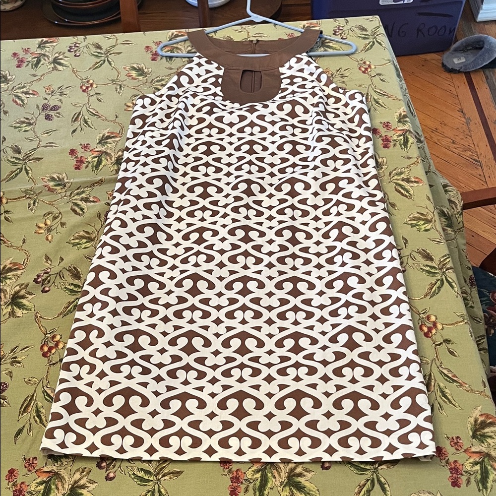 Ann Taylor Loft brown and beige print size 10 dress fully lined